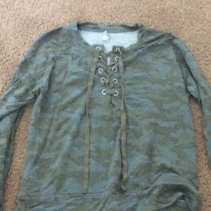 Camo lace up cleavage (Never Worn)